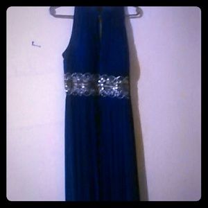 Royal blue halter top formal gown